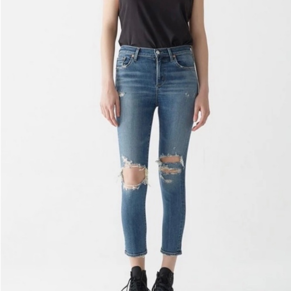 Agolde Sophie High Rise Skinny Crop Distressed Jeans